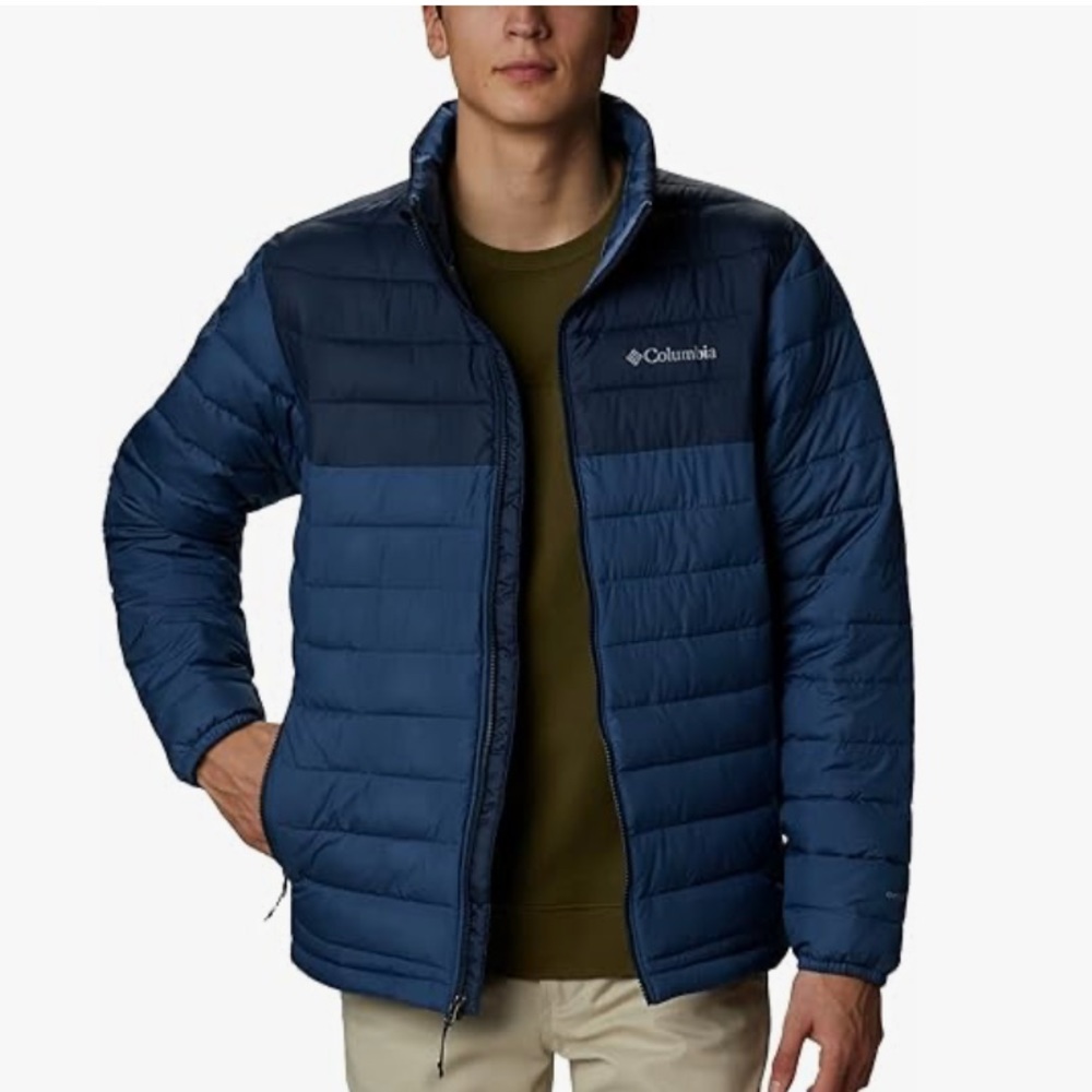 Columbia Men Powder Lite Jacket Sz XL Blue Omni Heat Coat